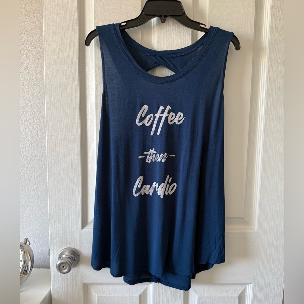 INTERVAL Navy Athletic Top with Distressed Look Size XL